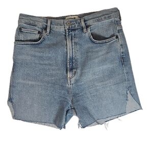 AGOLDE Shorts Womens 29 Light Wash Pinch Waist Cutoff High Rise Denim Frayed Hem